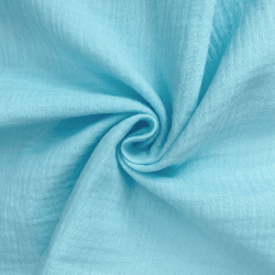 Ткань Муслин Жатый, цвет Небесно-голубой (на отрез)  в Нальчике