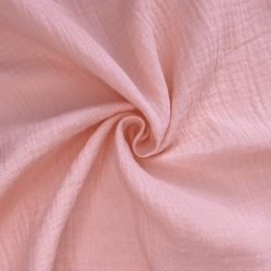 Ткань Муслин Жатый, цвет Нежно-Розовый (на отрез)  в Нальчике